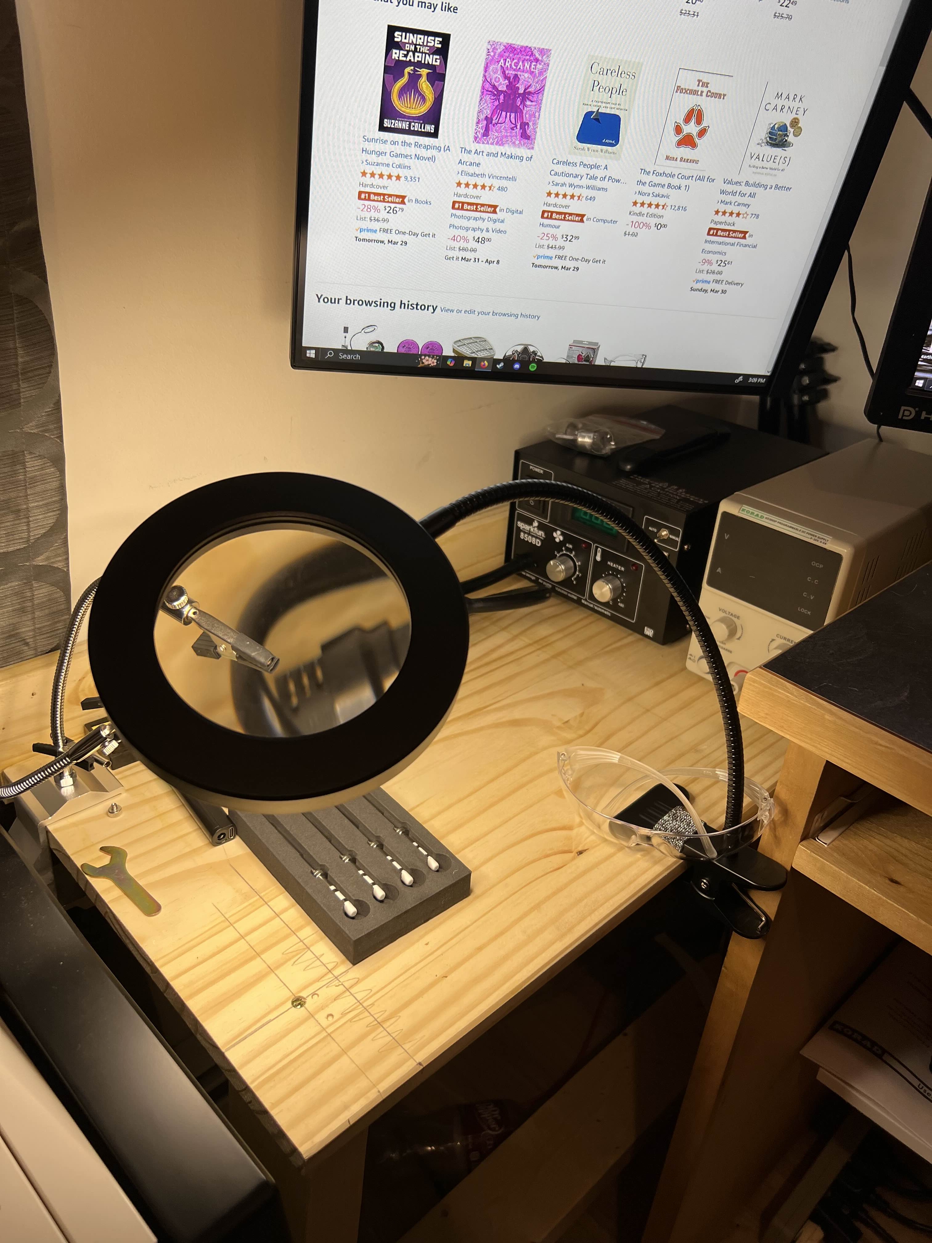 table in its place with tools on top of it